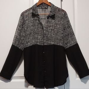 Tango Mango Sheer Button Top Black/White XL